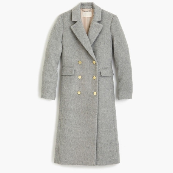 J. Crew Collection Brushed Wool Gray Double-Breasted Coat - Picture 2 of 11